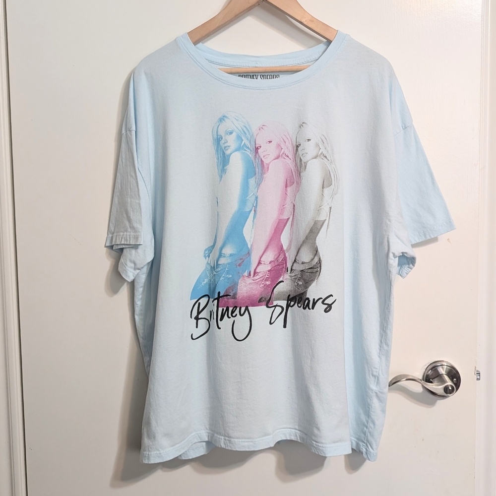 Britney Spears 2024 Official Merch Light Blue Graphic Tee - Size XL